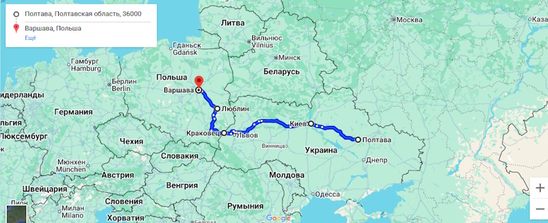 Автобус Полтава - Варшава