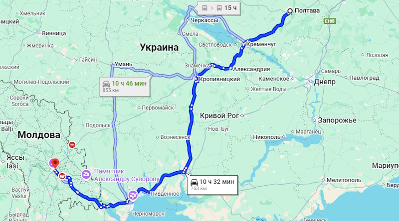 Автобус Полтава - Кишинів