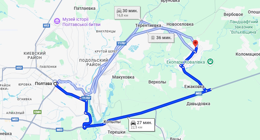 Автобус Полтава - Ковалівка
