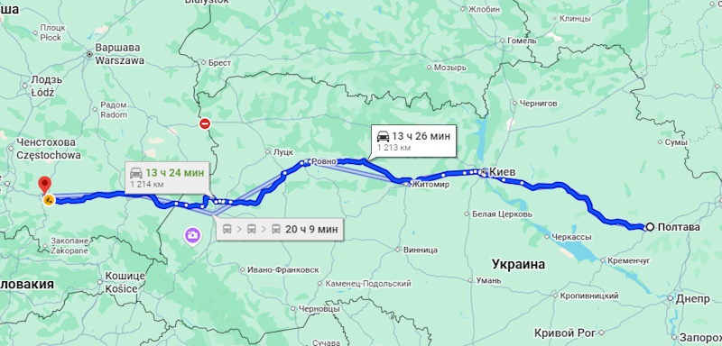 Автобус Полтава - Краків