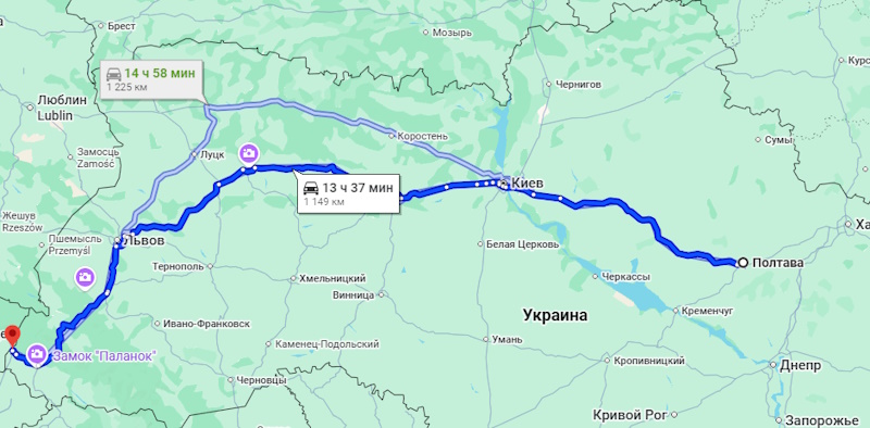 Автобус Полтава - Ужгород